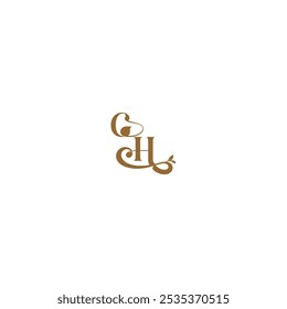 modern organic logo monogram wedding concept letter initial leaf line GH