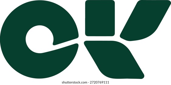 Modernes organisches OK-Monogrammzeichen