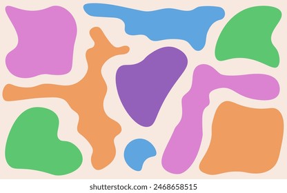 Modern Organic Shapes seamless pattern design. Trendy Hand Drawn colorful Blot ornament. Playful vector can used bed linen, textile, wall print. EPS 10