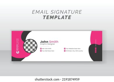 Modern organic wavy shape email signature design cover banner with an author photo place.