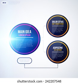 Modern organization chart template with glowing lights on white background. EPS10