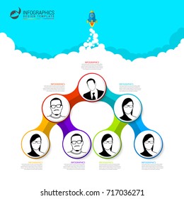 Modern organization chart template. Teamwork concept. Vector illustration