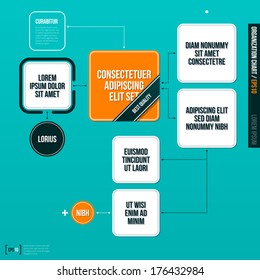 Modern organizational chart on turquoise background.