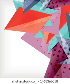 Tarjeta de origami moderna. Elemento moderno de diseño de origami. Patrón geométrico de color. Resumen de fondo de baja polilla. Plantilla de presentación. Composición geométrica decorativa abstracta.