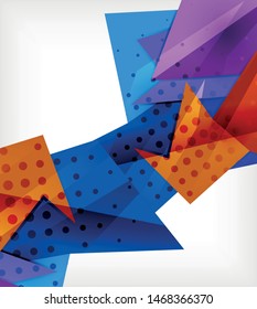 Modern origami card. Modern origami design element. Color geometric pattern. Abstract low-poly background. Presentation template. Abstract decorative geometric composition.