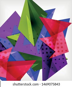 Tarjeta de origami moderna. Elemento moderno de diseño de origami. Patrón geométrico de color. Resumen de fondo de baja polilla. Plantilla de presentación. Composición geométrica decorativa abstracta.