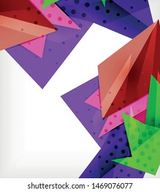 Modern origami card. Modern origami design element. Color geometric pattern. Abstract low-poly background. Presentation template. Abstract decorative geometric composition.
