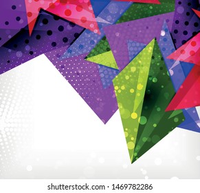 Tarjeta de origami moderna. Elemento moderno de diseño de origami. Patrón geométrico de color. Resumen de fondo de baja polilla. Plantilla de presentación. Composición geométrica decorativa abstracta.