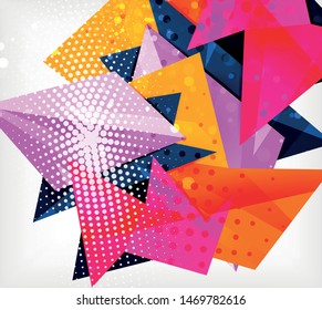 Tarjeta de origami moderna. Elemento moderno de diseño de origami. Patrón geométrico de color. Resumen de fondo de baja polilla. Plantilla de presentación. Composición geométrica decorativa abstracta.