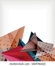 Tarjeta de origami moderna. Elemento moderno de diseño de origami. Patrón geométrico de color. Resumen de fondo de baja polilla. Plantilla de presentación. Composición geométrica decorativa abstracta.