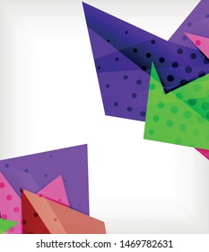 Tarjeta de origami moderna. Elemento moderno de diseño de origami. Patrón geométrico de color. Resumen de fondo de baja polilla. Plantilla de presentación. Composición geométrica decorativa abstracta.
