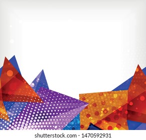 Modern origami card. Modern origami design element. Color geometric pattern. Abstract low-poly background. Presentation template. Abstract decorative geometric composition.