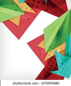 Modern origami card. Modern origami design element. Color geometric pattern. Abstract low-poly background. Presentation template. Abstract decorative geometric composition.