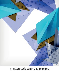 Tarjeta de origami moderna. Elemento moderno de diseño de origami. Patrón geométrico de color. Resumen de fondo de baja polilla. Plantilla de presentación. Composición geométrica decorativa abstracta.