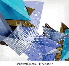 Tarjeta de origami moderna. Elemento moderno de diseño de origami. Patrón geométrico de color. Resumen de fondo de baja polilla. Plantilla de presentación. Composición geométrica decorativa abstracta.