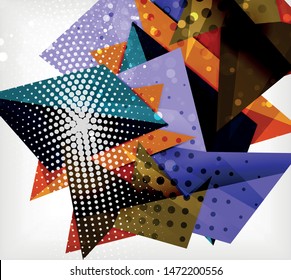 Modern origami card. Modern origami design element. Color geometric pattern. Abstract low-poly background. Presentation template. Abstract decorative geometric composition.