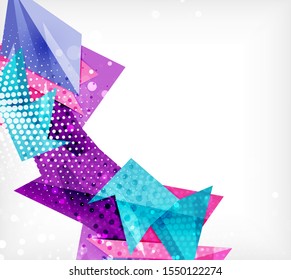 Moderne Origami-Karte. Modernes Origami-Design-Element. Farbgeometrisches Muster. Abstrakter Low-Poly-Hintergrund. Präsentationsvorlage. Abstrakte dekorative geometrische Zusammensetzung.