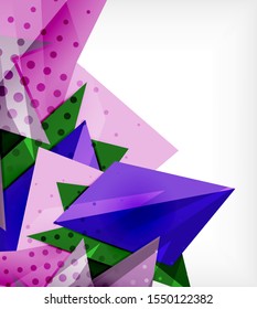 Modern origami card. Modern origami design element. Color geometric pattern. Abstract low-poly background. Presentation template. Abstract decorative geometric composition.