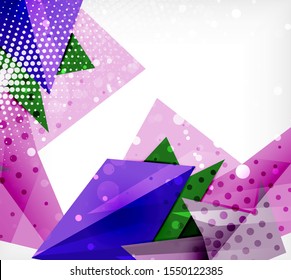 Tarjeta de origami moderna. Elemento moderno de diseño de origami. Patrón geométrico de color. Resumen de fondo de baja polilla. Plantilla de presentación. Composición geométrica decorativa abstracta.