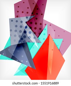 Tarjeta de origami moderna. Elemento moderno de diseño de origami. Patrón geométrico de color. Resumen de fondo de baja polilla. Plantilla de presentación. Composición geométrica decorativa abstracta.