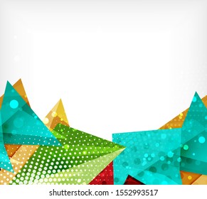 Modern origami card. Modern origami design element. Color geometric pattern. Abstract low-poly background. Presentation template. Abstract decorative geometric composition.
