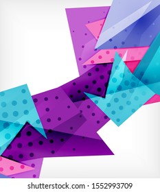 Tarjeta de origami moderna. Elemento moderno de diseño de origami. Patrón geométrico de color. Resumen de fondo de baja polilla. Plantilla de presentación. Composición geométrica decorativa abstracta.