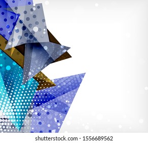 Modern origami card. Modern origami design element. Color geometric pattern. Abstract low-poly background. Presentation template. Abstract decorative geometric composition.