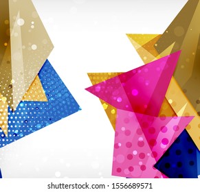 Tarjeta de origami moderna. Elemento moderno de diseño de origami. Patrón geométrico de color. Resumen de fondo de baja polilla. Plantilla de presentación. Composición geométrica decorativa abstracta.