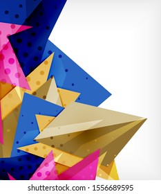 Modern origami card. Modern origami design element. Color geometric pattern. Abstract low-poly background. Presentation template. Abstract decorative geometric composition.