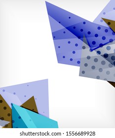 Modern origami card. Modern origami design element. Color geometric pattern. Abstract low-poly background. Presentation template. Abstract decorative geometric composition.