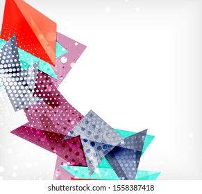 Modern origami card. Modern origami design element. Color geometric pattern. Abstract low-poly background. Presentation template. Abstract decorative geometric composition.