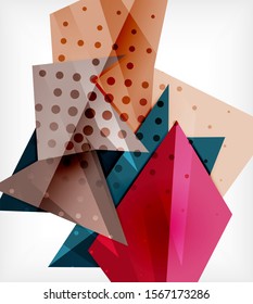 Tarjeta de origami moderna. Elemento moderno de diseño de origami. Patrón geométrico de color. Resumen de fondo de baja polilla. Plantilla de presentación. Composición geométrica decorativa abstracta.