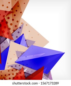 Tarjeta de origami moderna. Elemento moderno de diseño de origami. Patrón geométrico de color. Resumen de fondo de baja polilla. Plantilla de presentación. Composición geométrica decorativa abstracta.