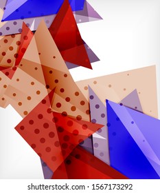 Tarjeta de origami moderna. Elemento moderno de diseño de origami. Patrón geométrico de color. Resumen de fondo de baja polilla. Plantilla de presentación. Composición geométrica decorativa abstracta.