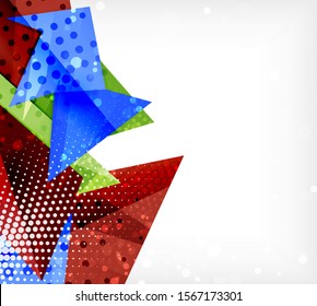 Modern origami card. Modern origami design element. Color geometric pattern. Abstract low-poly background. Presentation template. Abstract decorative geometric composition.