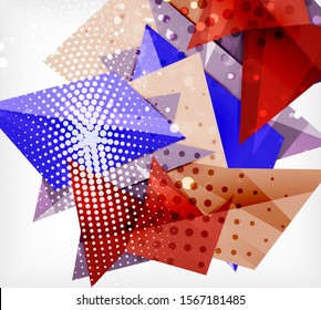Modern origami card. Modern origami design element. Color geometric pattern. Abstract low-poly background. Presentation template. Abstract decorative geometric composition.