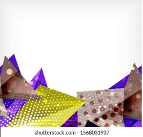 Modern origami card. Modern origami design element. Color geometric pattern. Abstract low-poly background. Presentation template. Abstract decorative geometric composition.