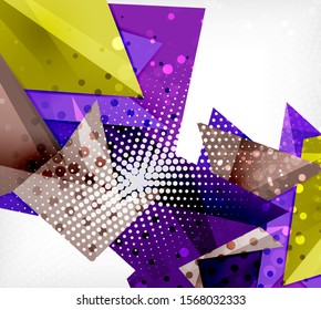 Modern origami card. Modern origami design element. Color geometric pattern. Abstract low-poly background. Presentation template. Abstract decorative geometric composition.
