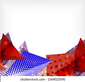 Modern origami card. Modern origami design element. Color geometric pattern. Abstract low-poly background. Presentation template. Abstract decorative geometric composition.