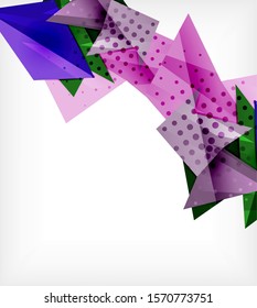 Modern origami card. Modern origami design element. Color geometric pattern. Abstract low-poly background. Presentation template. Abstract decorative geometric composition.