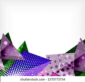 Tarjeta de origami moderna. Elemento moderno de diseño de origami. Patrón geométrico de color. Resumen de fondo de baja polilla. Plantilla de presentación. Composición geométrica decorativa abstracta.