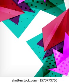 Modern origami card. Modern origami design element. Color geometric pattern. Abstract low-poly background. Presentation template. Abstract decorative geometric composition.