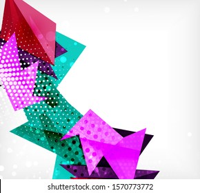 Tarjeta de origami moderna. Elemento moderno de diseño de origami. Patrón geométrico de color. Resumen de fondo de baja polilla. Plantilla de presentación. Composición geométrica decorativa abstracta.