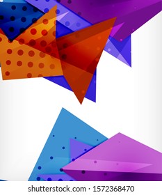 Modern origami card. Modern origami design element. Color geometric pattern. Abstract low-poly background. Presentation template. Abstract decorative geometric composition.