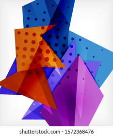 Modern origami card. Modern origami design element. Color geometric pattern. Abstract low-poly background. Presentation template. Abstract decorative geometric composition.
