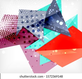 Modern origami card. Modern origami design element. Color geometric pattern. Abstract low-poly background. Presentation template. Abstract decorative geometric composition.