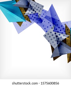 Modern origami card. Modern origami design element. Color geometric pattern. Abstract low-poly background. Presentation template. Abstract decorative geometric composition.