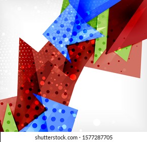 Tarjeta de origami moderna. Elemento moderno de diseño de origami. Patrón geométrico de color. Resumen de fondo de baja polilla. Plantilla de presentación. Composición geométrica decorativa abstracta.
