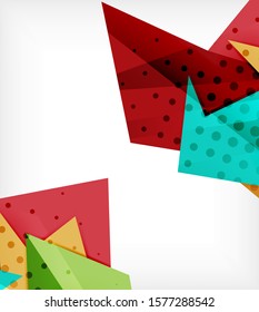 Modern origami card. Modern origami design element. Color geometric pattern. Abstract low-poly background. Presentation template. Abstract decorative geometric composition.