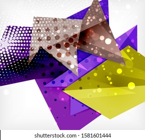 Tarjeta de origami moderna. Elemento moderno de diseño de origami. Patrón geométrico de color. Resumen de fondo de baja polilla. Plantilla de presentación. Composición geométrica decorativa abstracta.